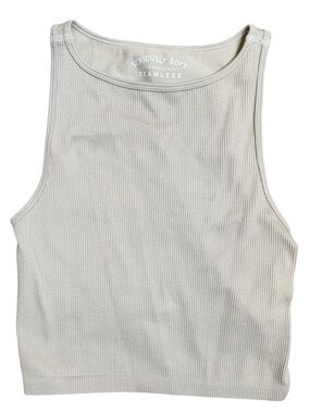 Aeropostale Medium Seriously Soft Seamless Ribbed Tank in Light Beige